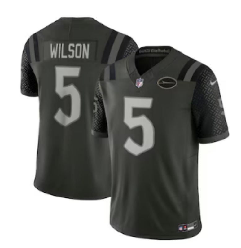 Men 2025 Nike New York Jets #5 Wilson green Throwback Limited NFL Jersey style 003